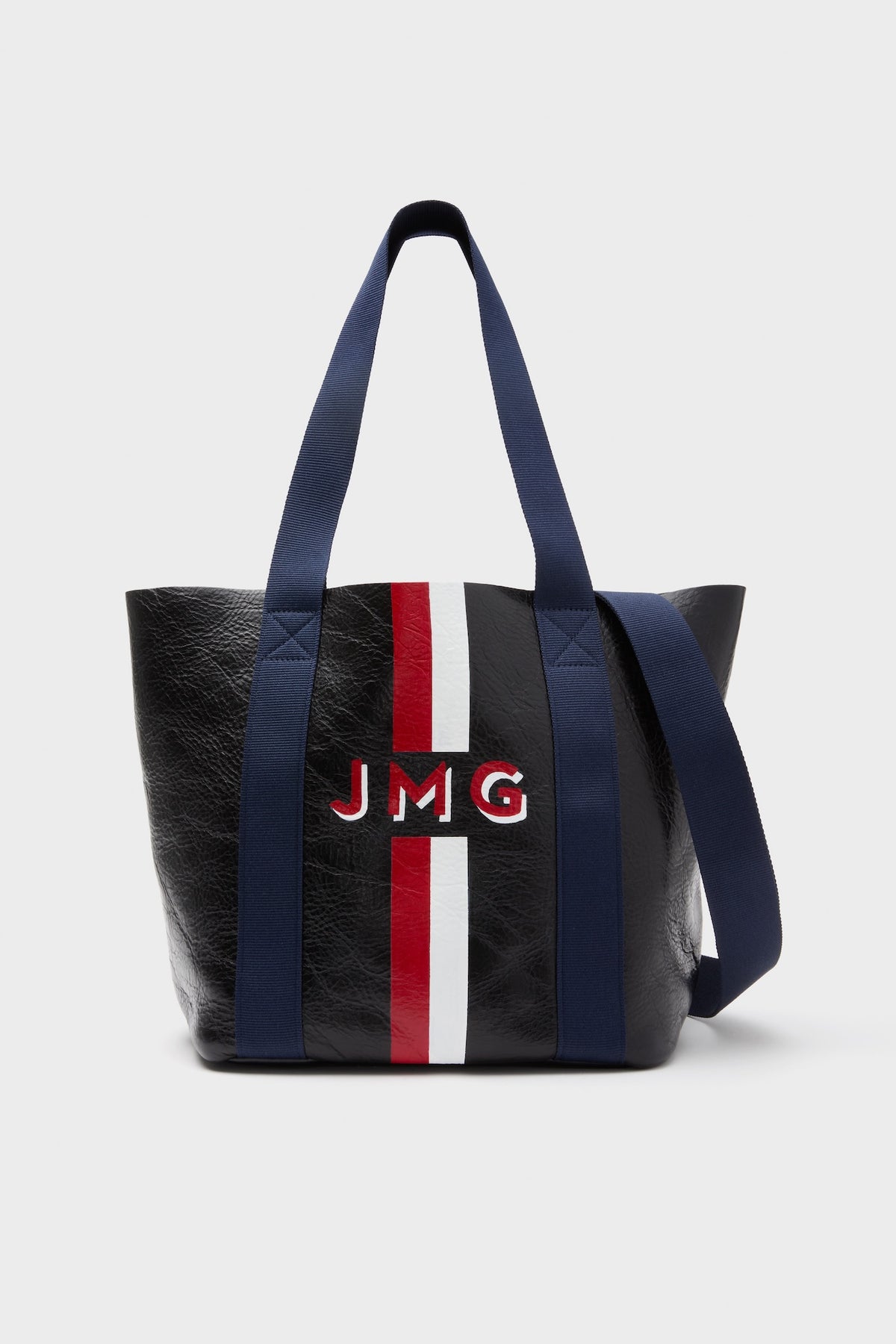 Navy Baby Daddy Tote with Red Monogram