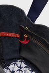 Navy Baby Daddy Tote with Red Monogram