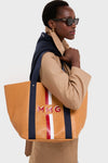 Tan Big Daddy Tote with Red Monogram