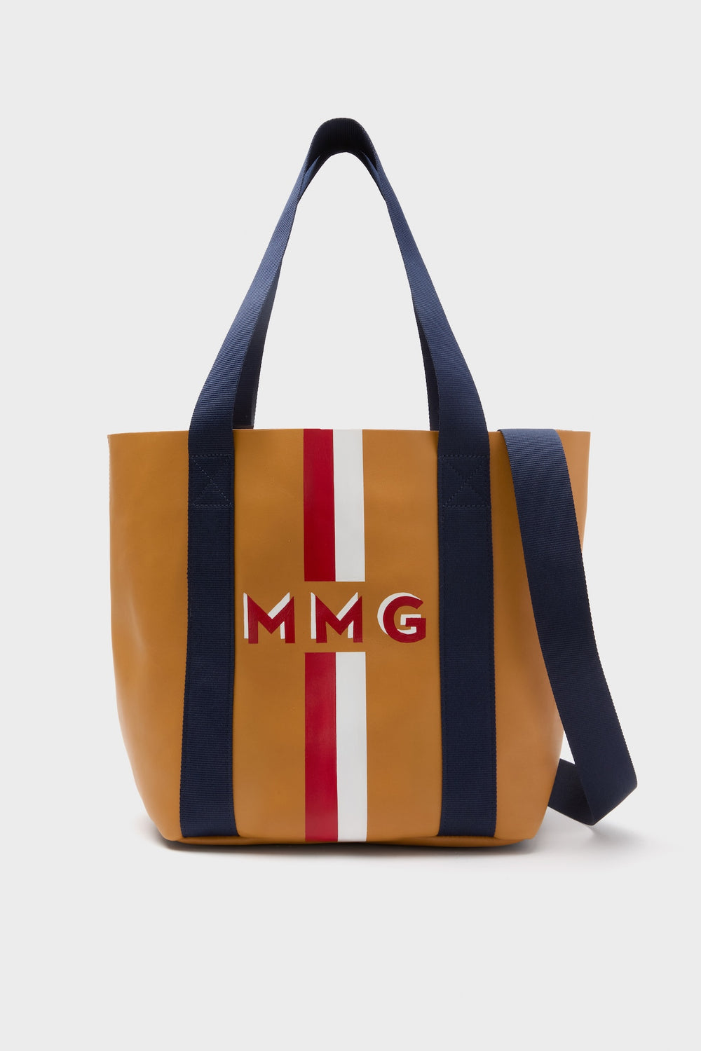 Tan Baby Daddy Tote with Red Monogram