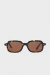Flame Berlin Sunglasses feature a classic rectangular tortoiseshell frame with brown lenses, offering effortless, high-end style for daily wear or fun getaways.