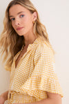 Honey Gingham Embroidered Gingham Cassis Top