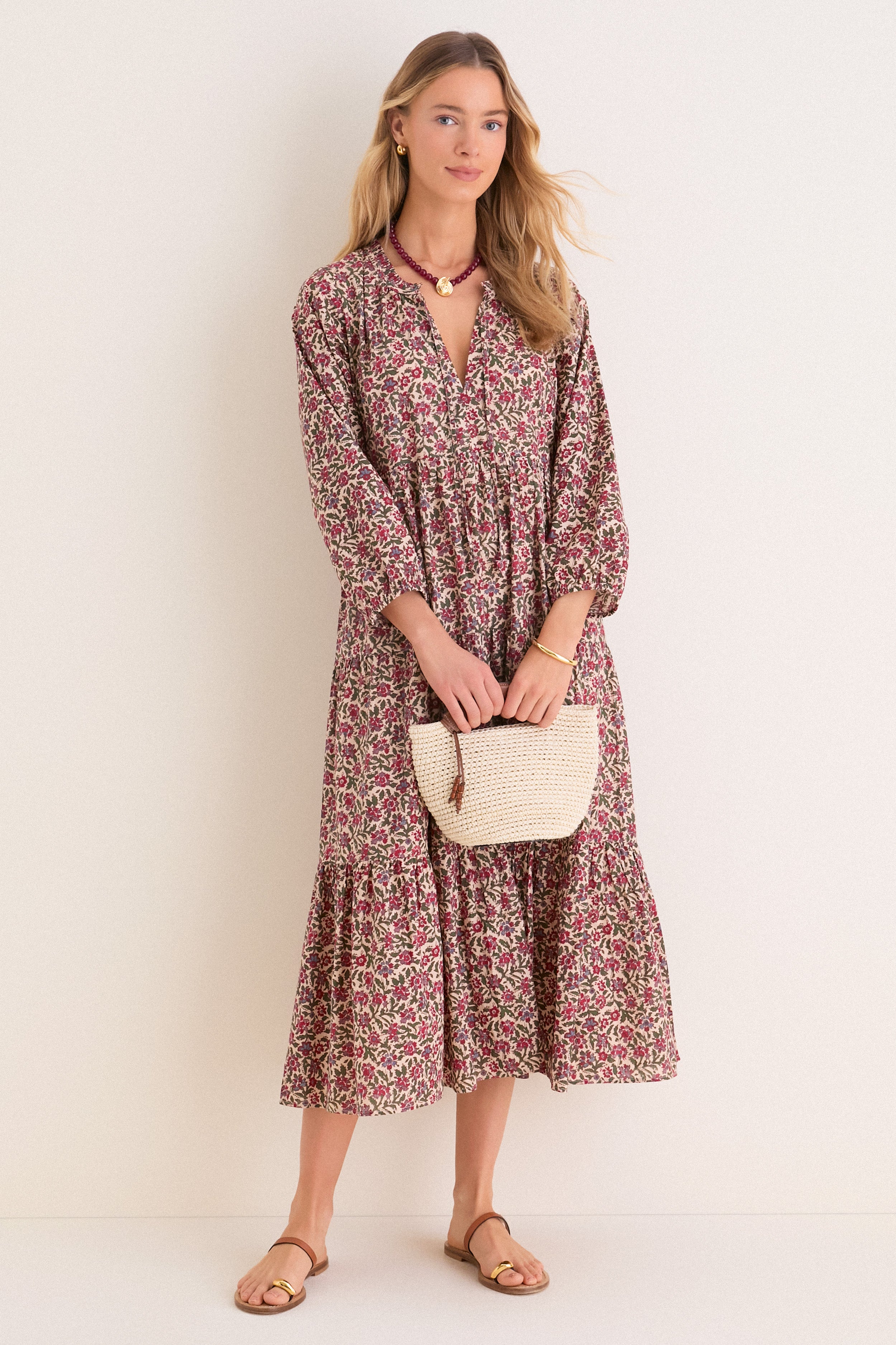 Framboise Floral Long Sleeve Salty Paloma Caftan | Tnuck Beach Framboise Floral Long Sleeve Salty Paloma Caftan | Tnuck Beach
