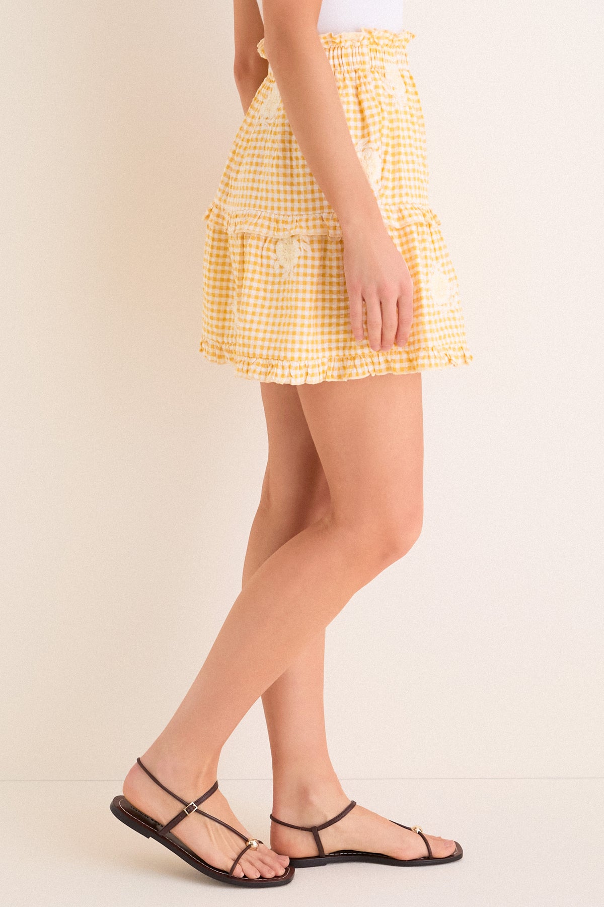 Honey Gingham Embroidered Sanibel Skirt