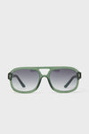 Pine Memphis Sunglasses: Classic aviator style with translucent green frames, double-bridge design, and gradient-tinted lenses. Effortlessly high-end and fun, perfect for any wardrobe.