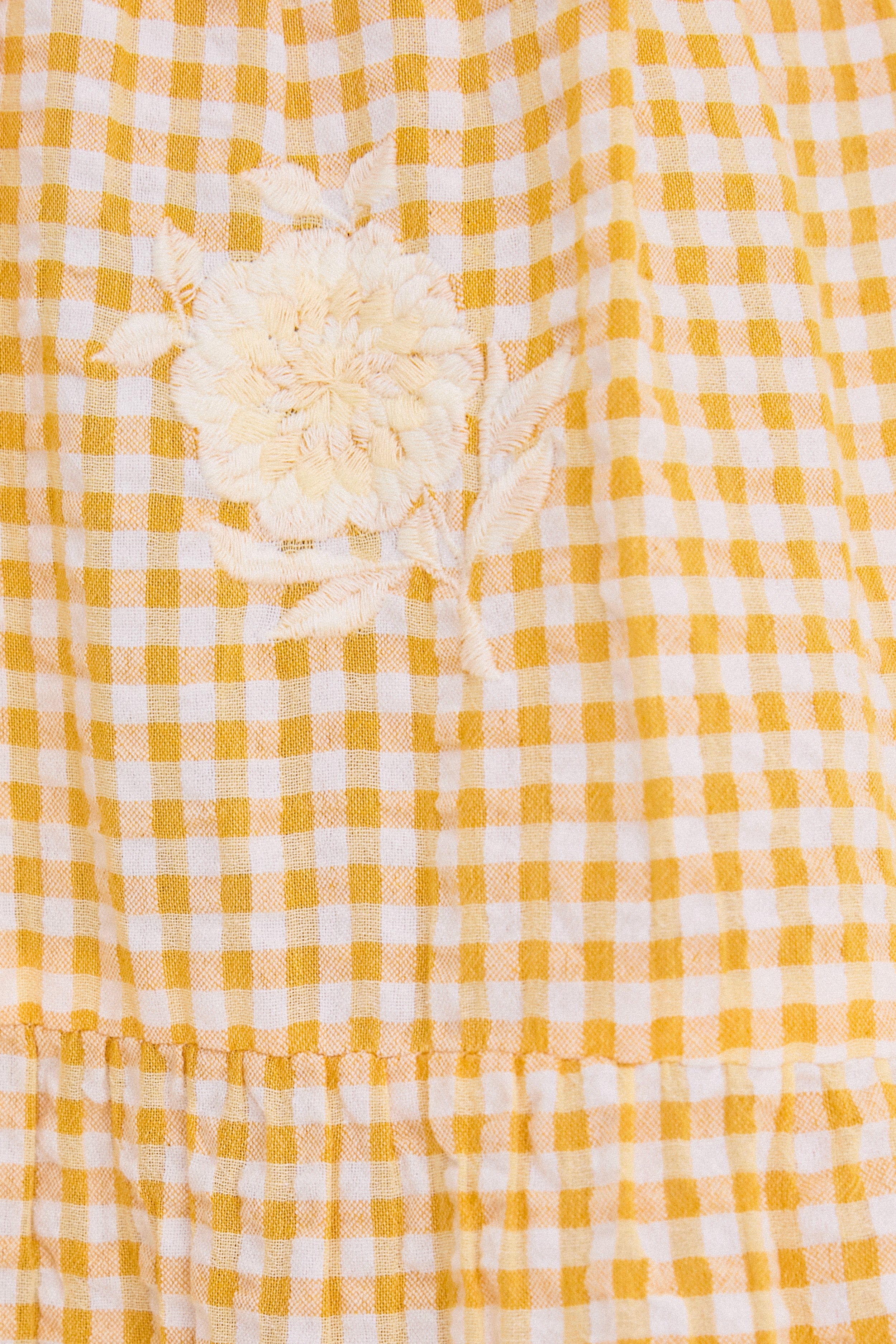 Honey Gingham Embroidered Long Sleeve Salty Paloma Caftan