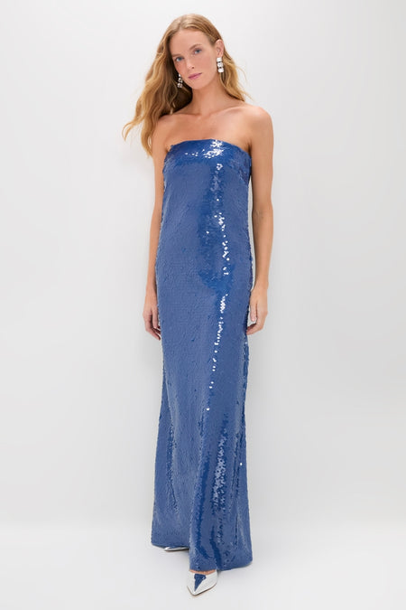 Sapphire Blue Sequin Merritt Column Dress