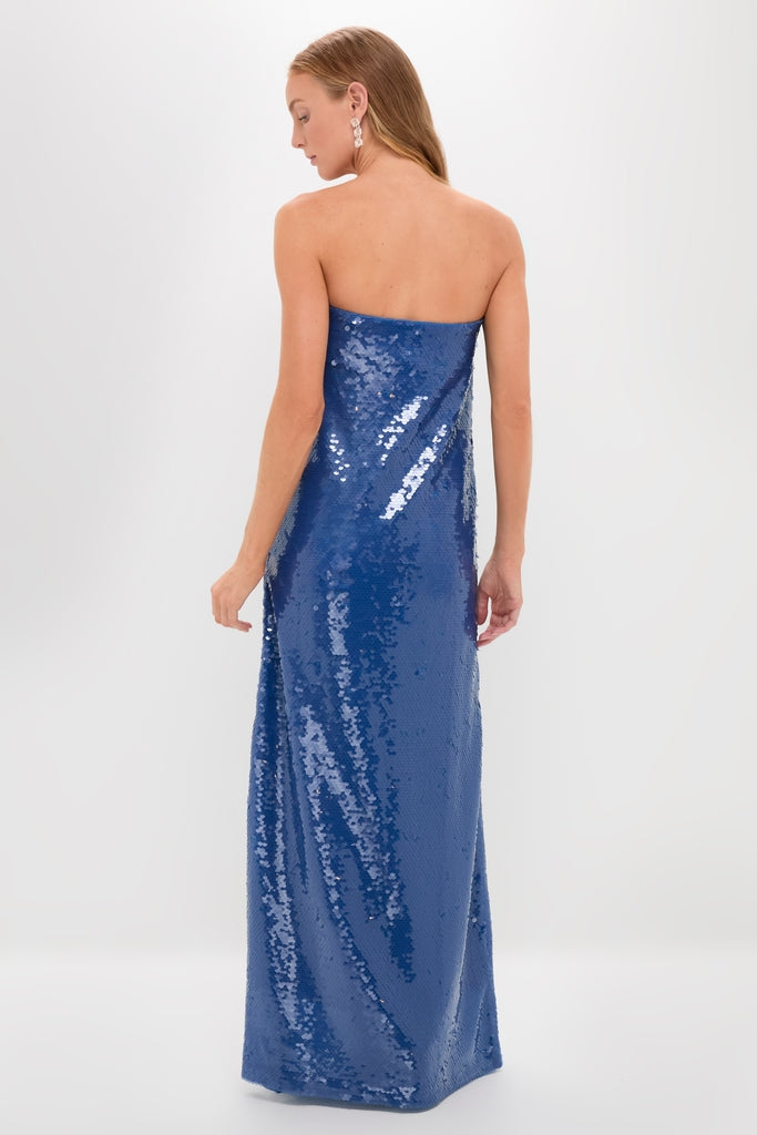 Sapphire Blue Sequin Merritt Column Dress