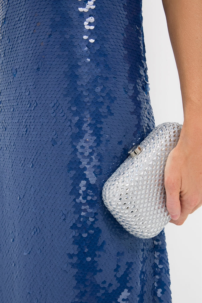 Sapphire Blue Sequin Merritt Column Dress