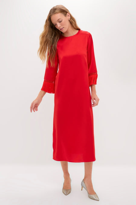 Red Satin Tassel Jamie Dress
