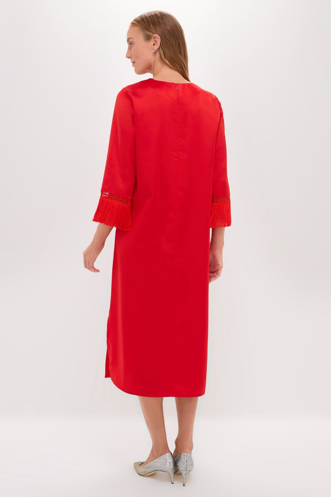 Red Satin Tassel Jamie Dress