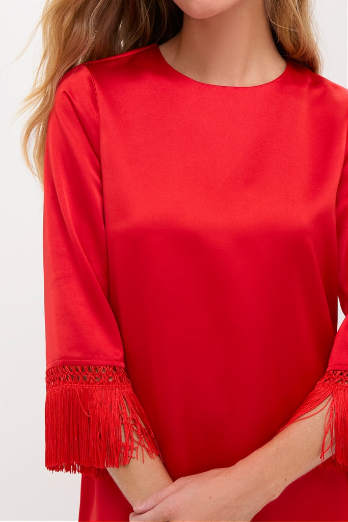 Red Satin Tassel Jamie Dress