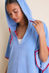Powder Blue and Poppy Terrycloth Cabana Coverup