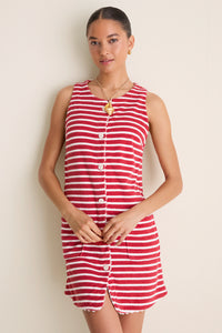 Scarlet Stripe Mini Bermuda Terrycloth Coverup
