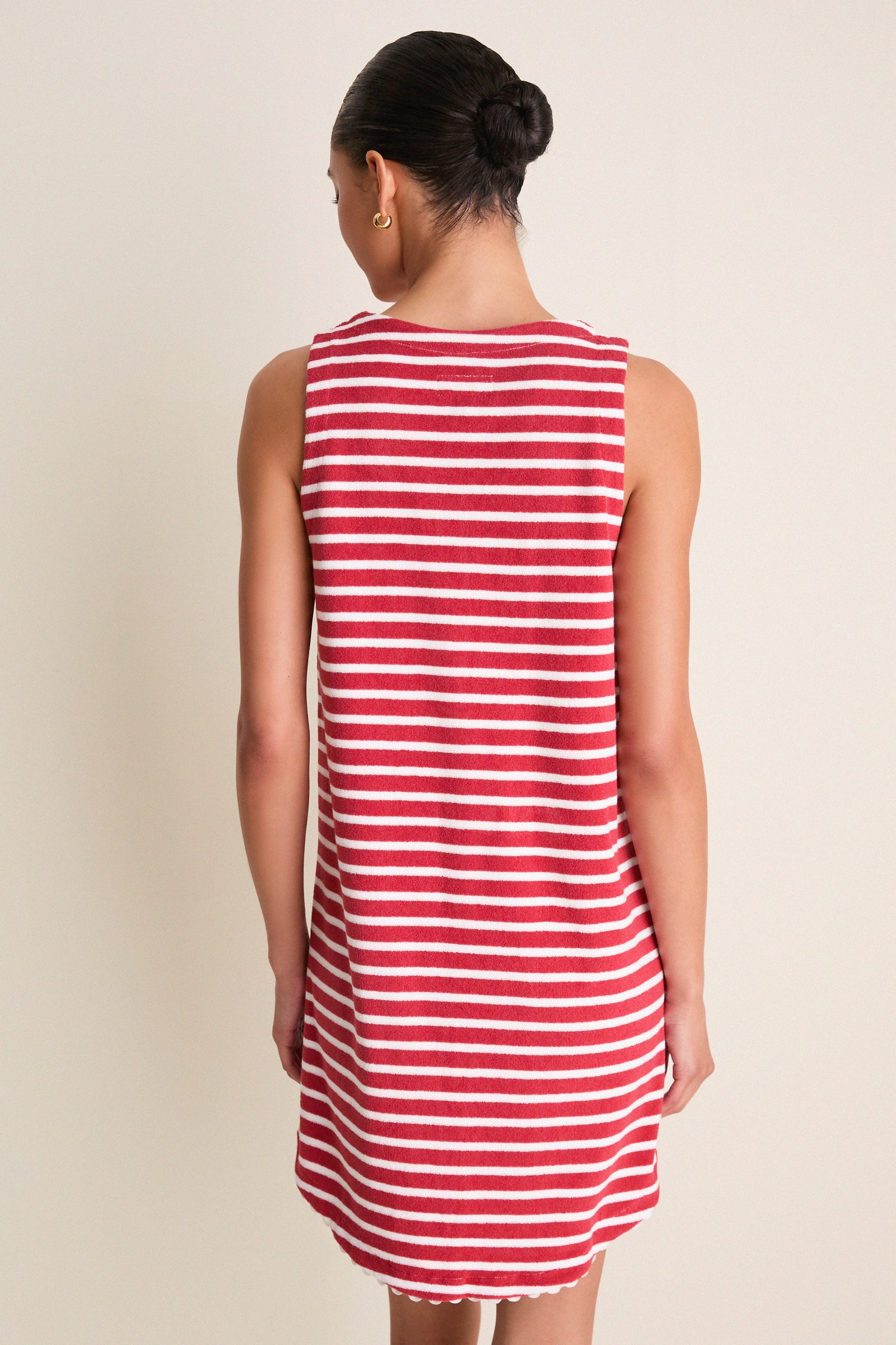 Scarlet Stripe Mini Bermuda Terrycloth Coverup
