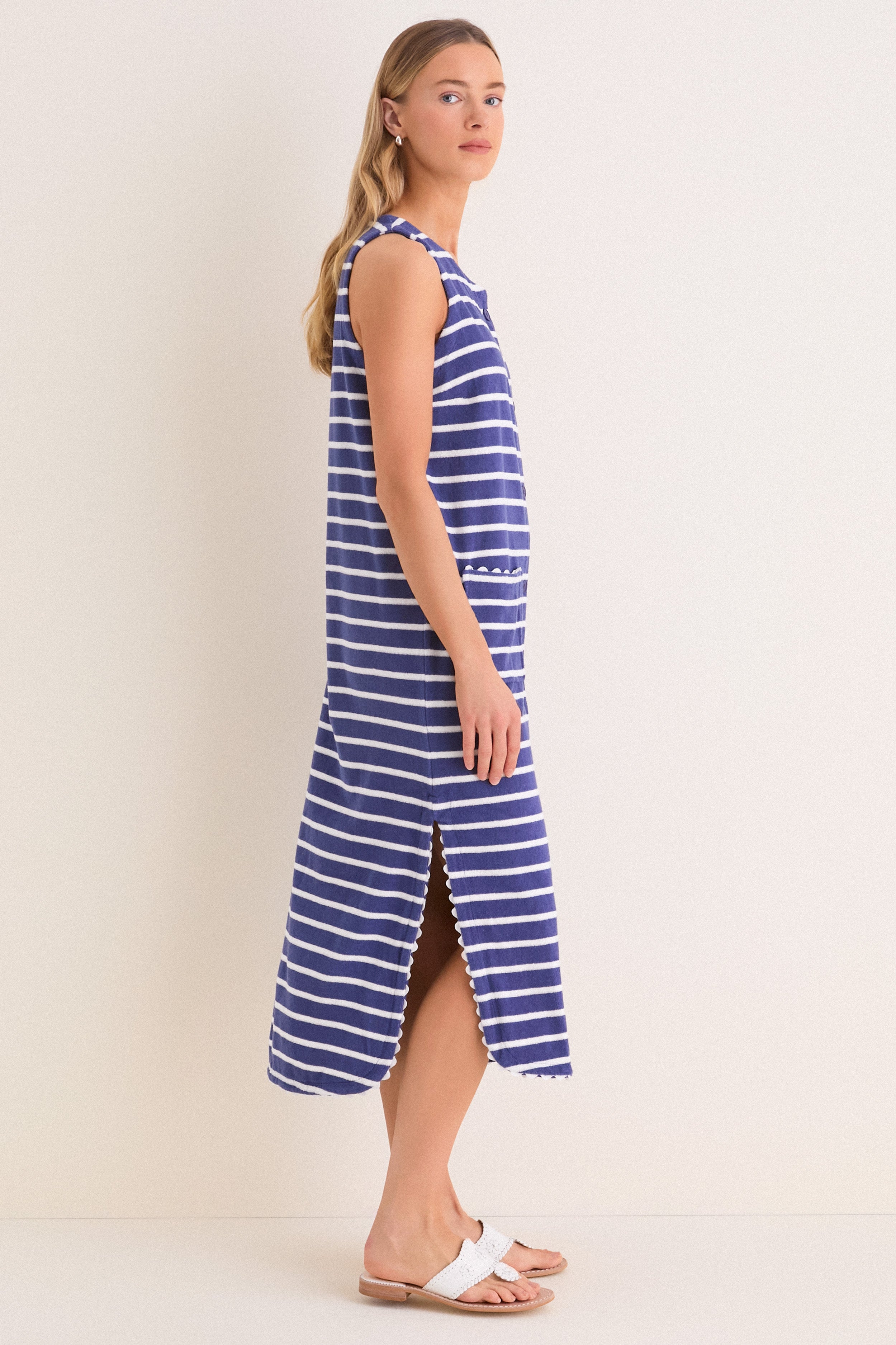 Navy and White Stripe Bermuda Terrycloth Caftan