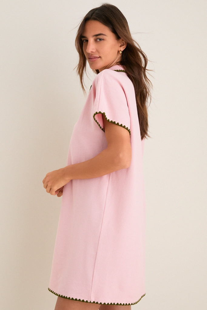 powder pink mini dress Powder Pink Pique Melissa Mini Dress