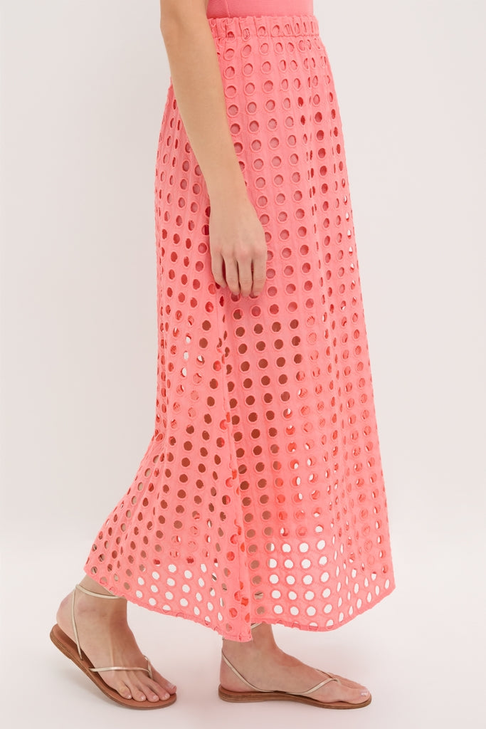 Coral Cotton Eyelet Eve Skirt