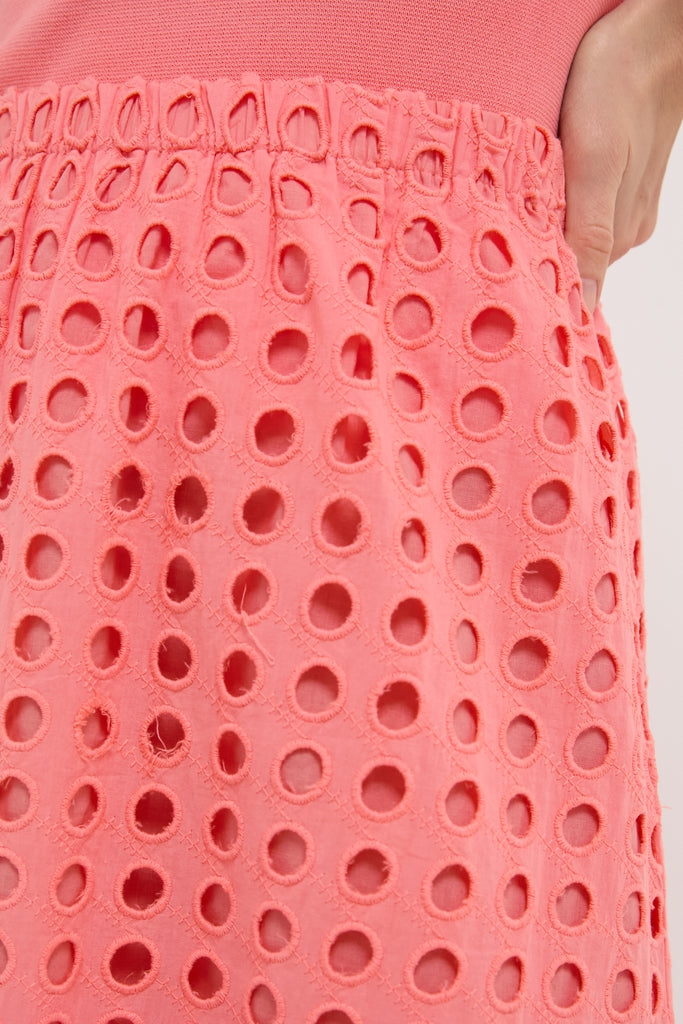 Coral Cotton Eyelet Eve Skirt