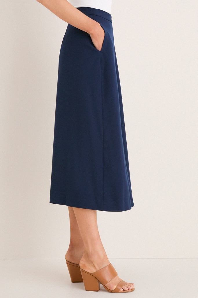 Navy Phoebe Midi Skirt