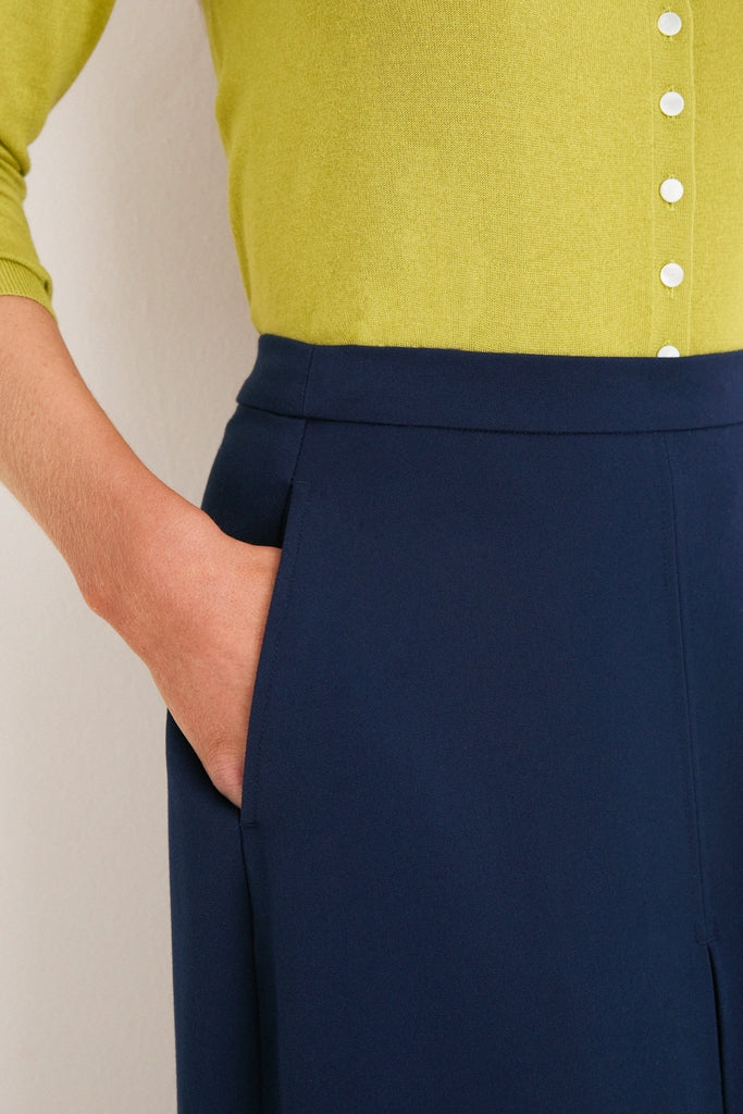 Navy Phoebe Midi Skirt