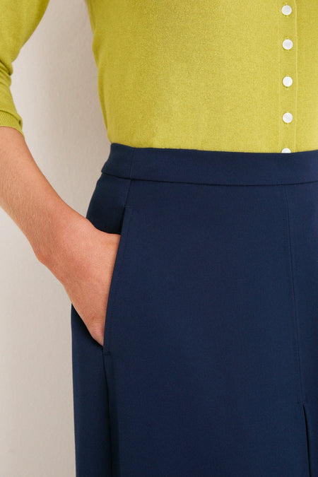 Navy Phoebe Midi Skirt