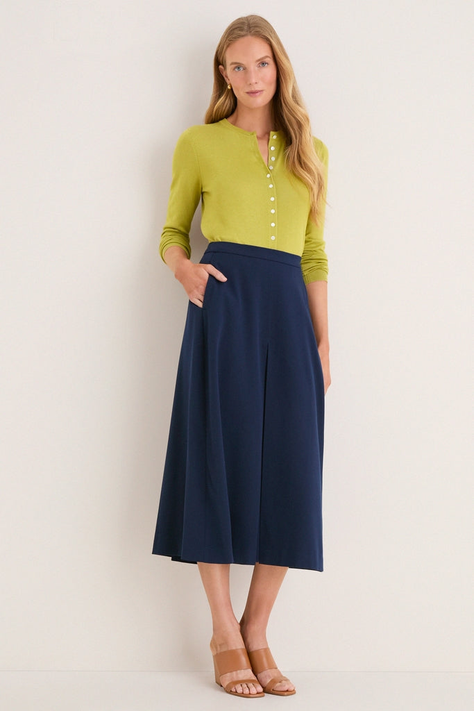 Navy Phoebe Midi Skirt