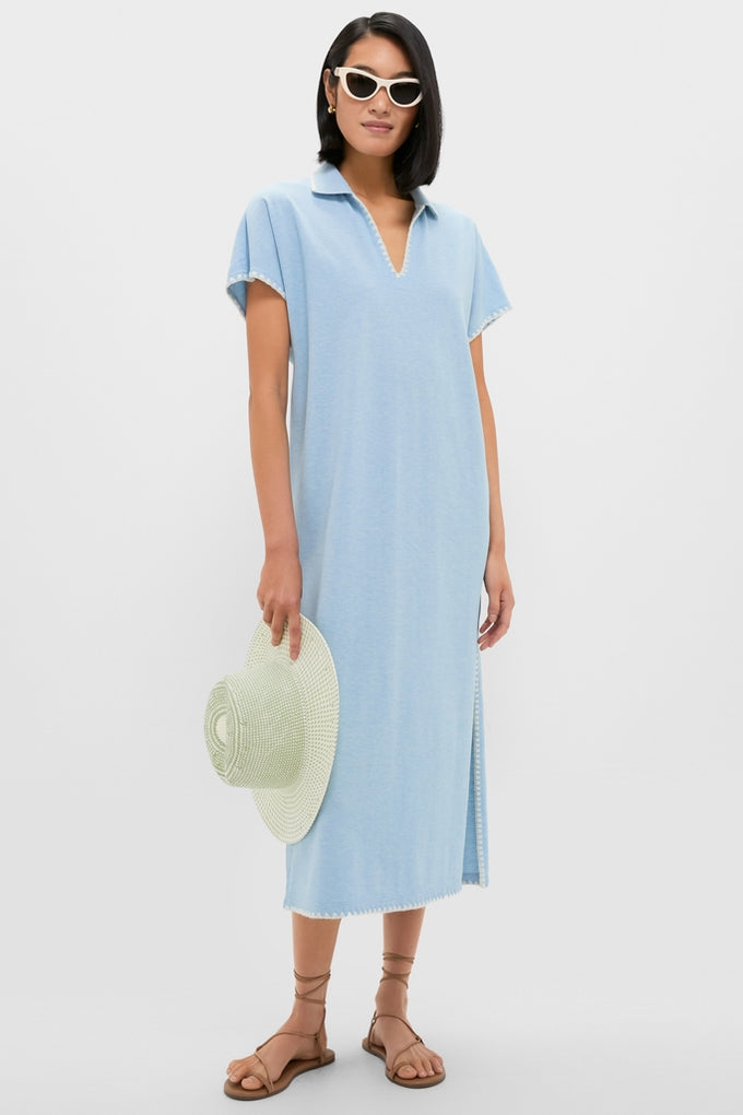Tuckernuck Heather Chambray Pique Melissa Maxi Dress Heather Whipstitch / M