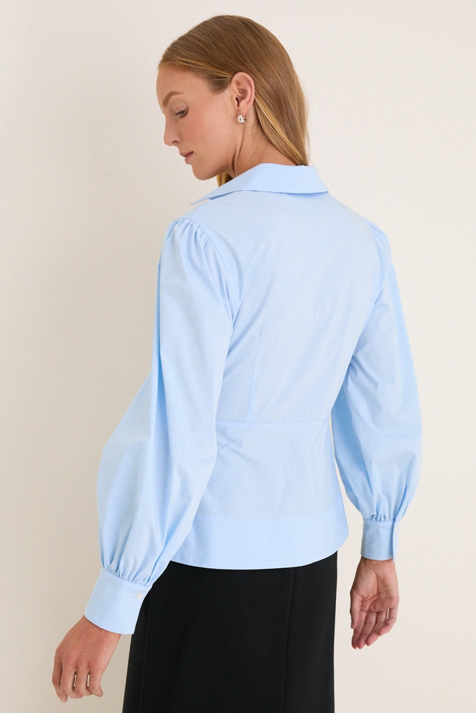 French Blue Tie Front Bow Bea Blouse