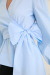 French Blue Tie Front Bow Bea Blouse