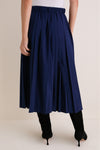 Navy Pleated Dixon Midi Skirt