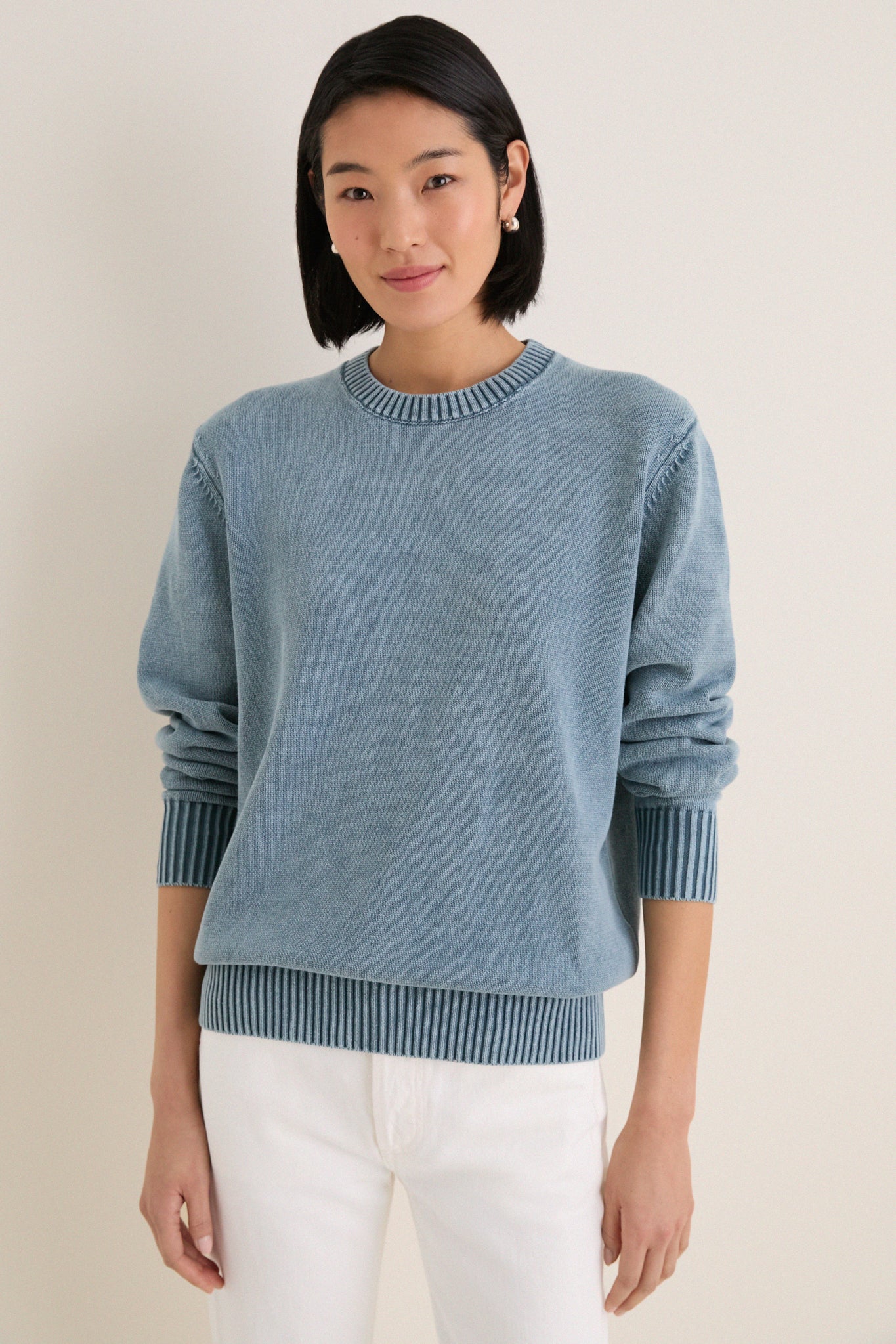 Blue Indigo Stone Washed Anne Crewneck Sweater | Tuckernuck