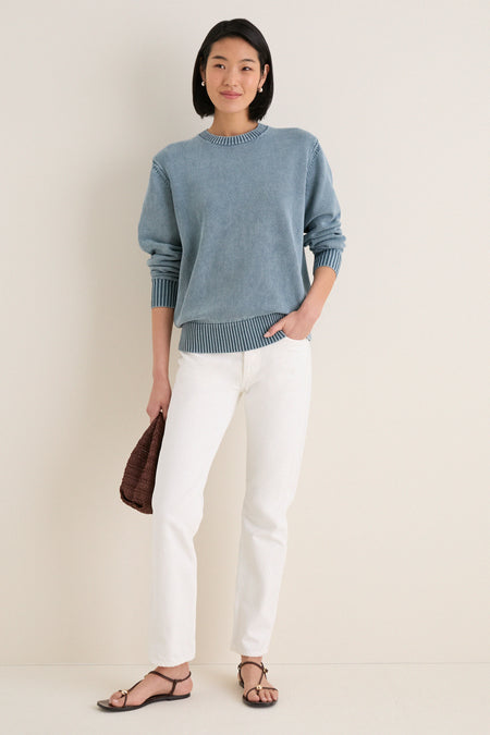 Blue Indigo Stone Washed Anne Crewneck Sweater