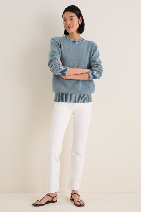 Blue Indigo Stone Washed Anne Crewneck Sweater