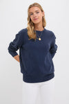Navy Stone Washed Cotton Anne Crewneck Sweater