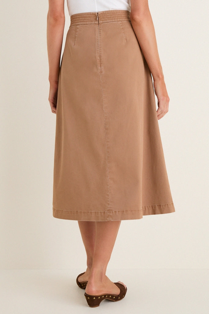 Truffle Brown Chino Belted Paulette Skirt