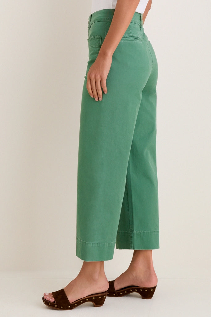 Green Chino Wide Leg Davis Pants