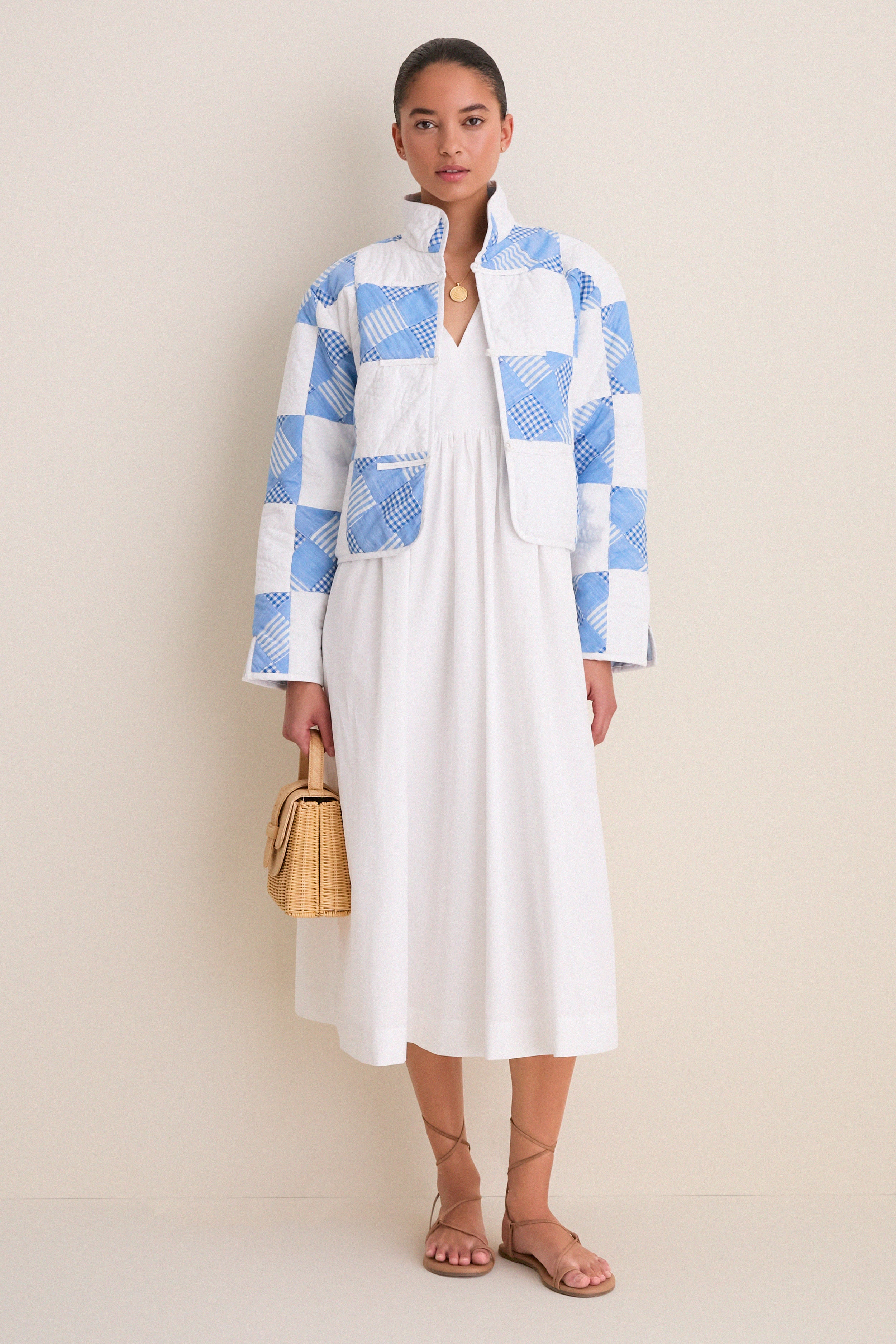 Blue and White Quilted Cropped Townley Jacket | Tuckernuck