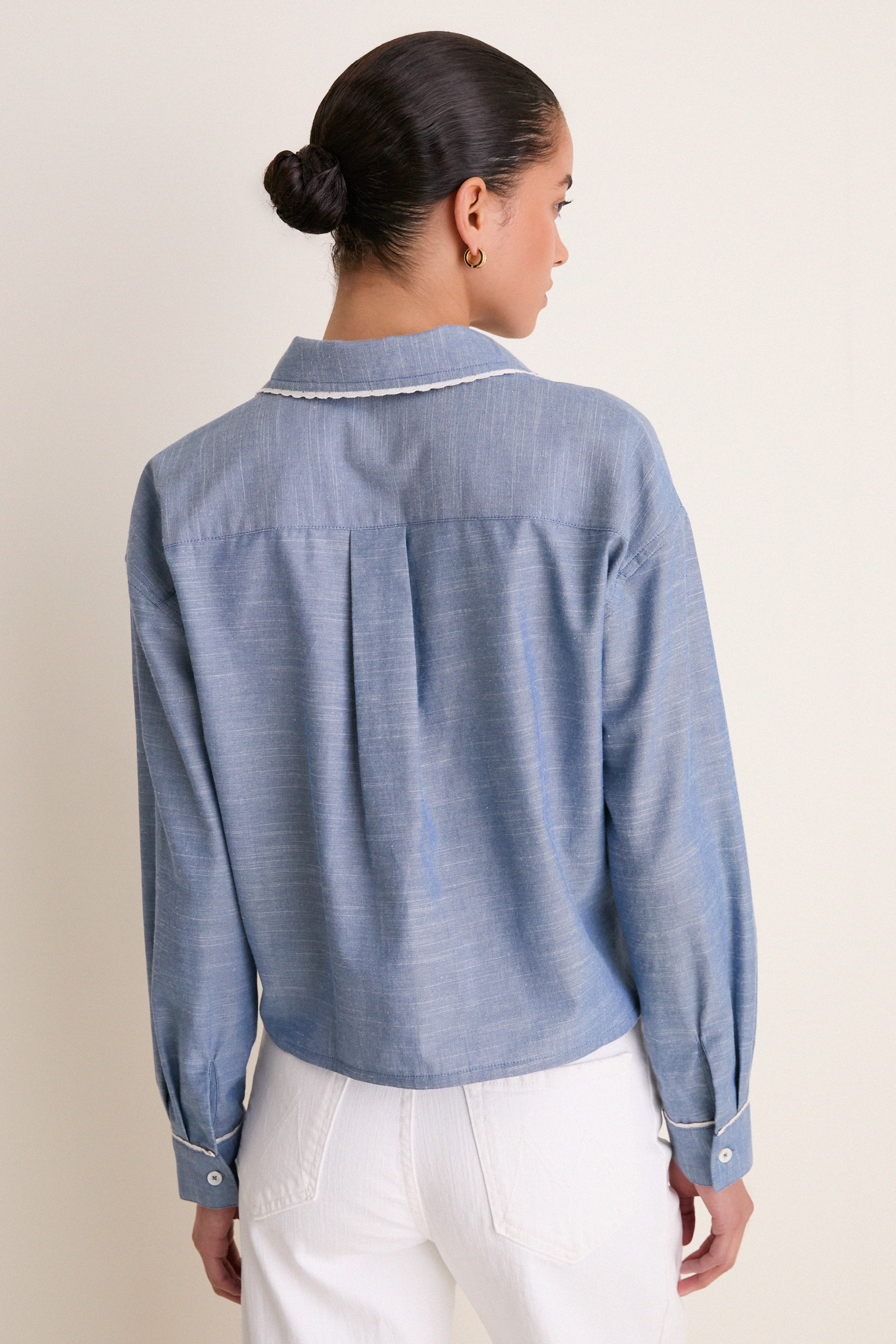 Chambray Cropped Jasper Button Down | Tuckernuck