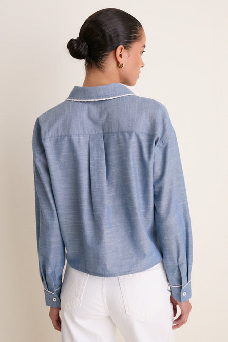 Chambray Cropped Jasper Button Down