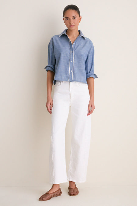 Chambray Cropped Jasper Button Down