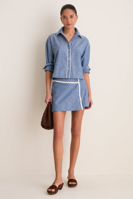 Chambray Cropped Jasper Button Down