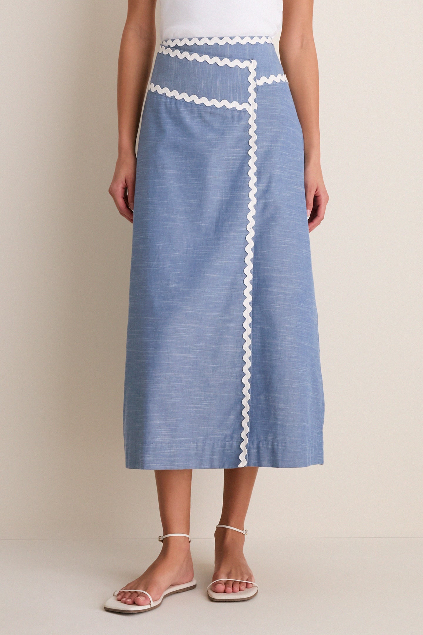Chambray Ric Rac Marcy Maxi Skirt