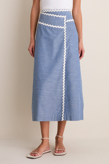 Chambray Ric Rac Marcy Maxi Skirt