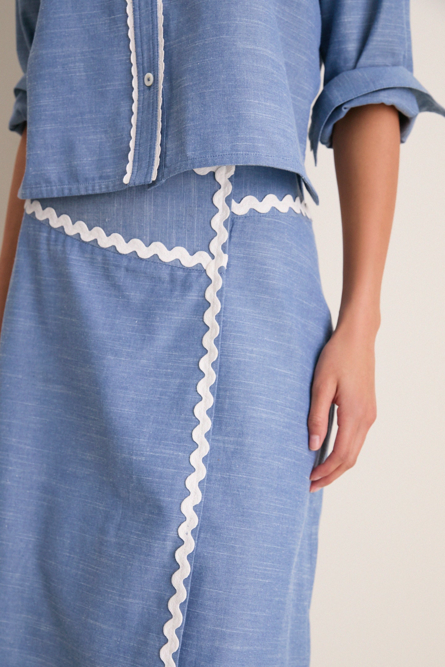 Chambray Ric Rac Marcy Maxi Skirt