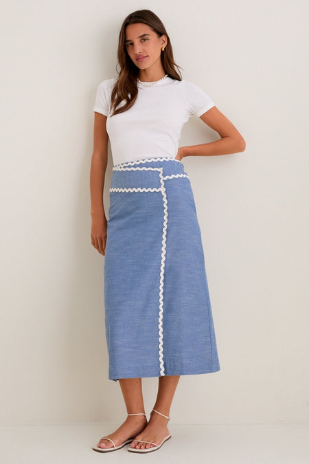 Chambray Ric Rac Marcy Maxi Skirt