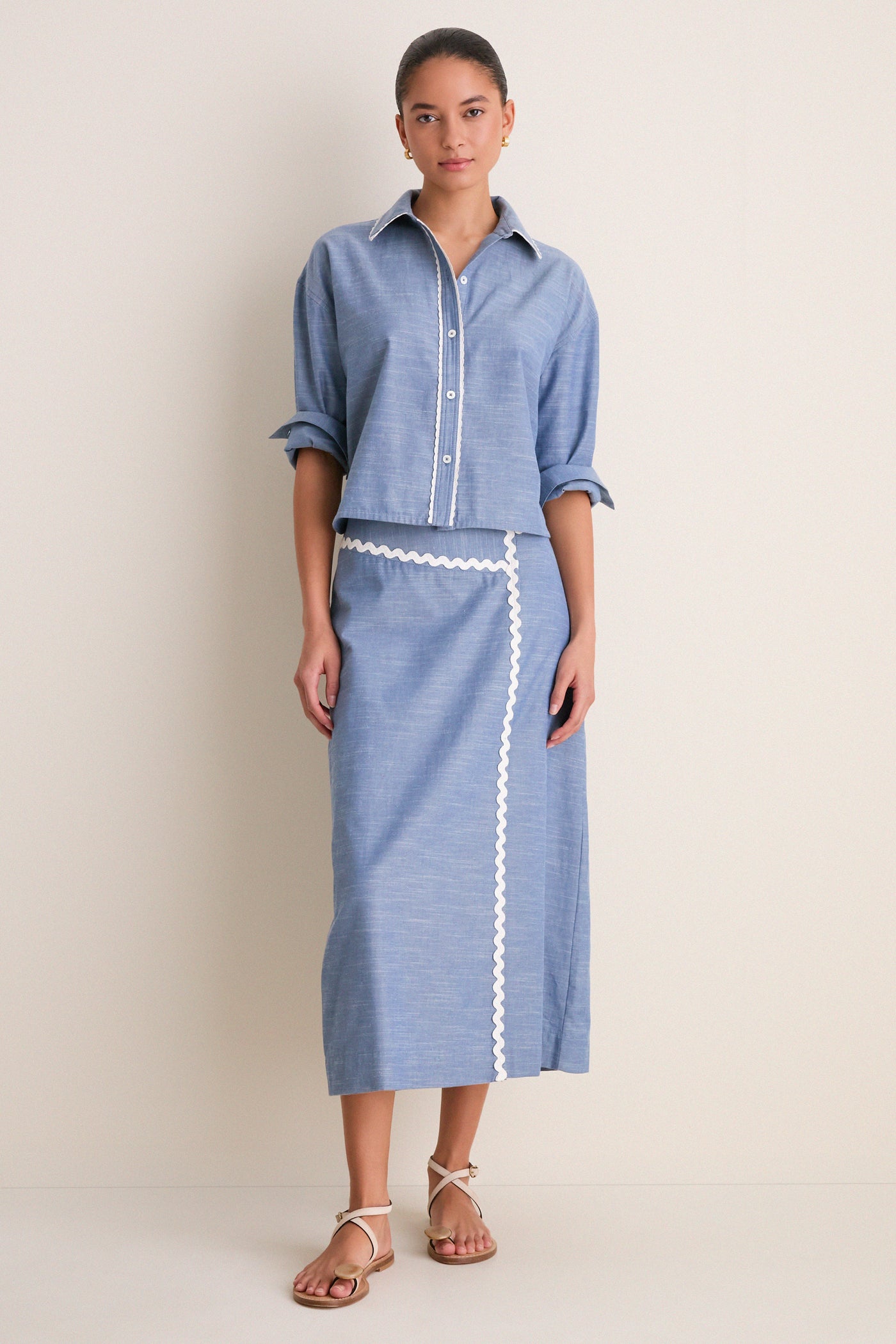 Chambray Ric Rac Marcy Maxi Skirt