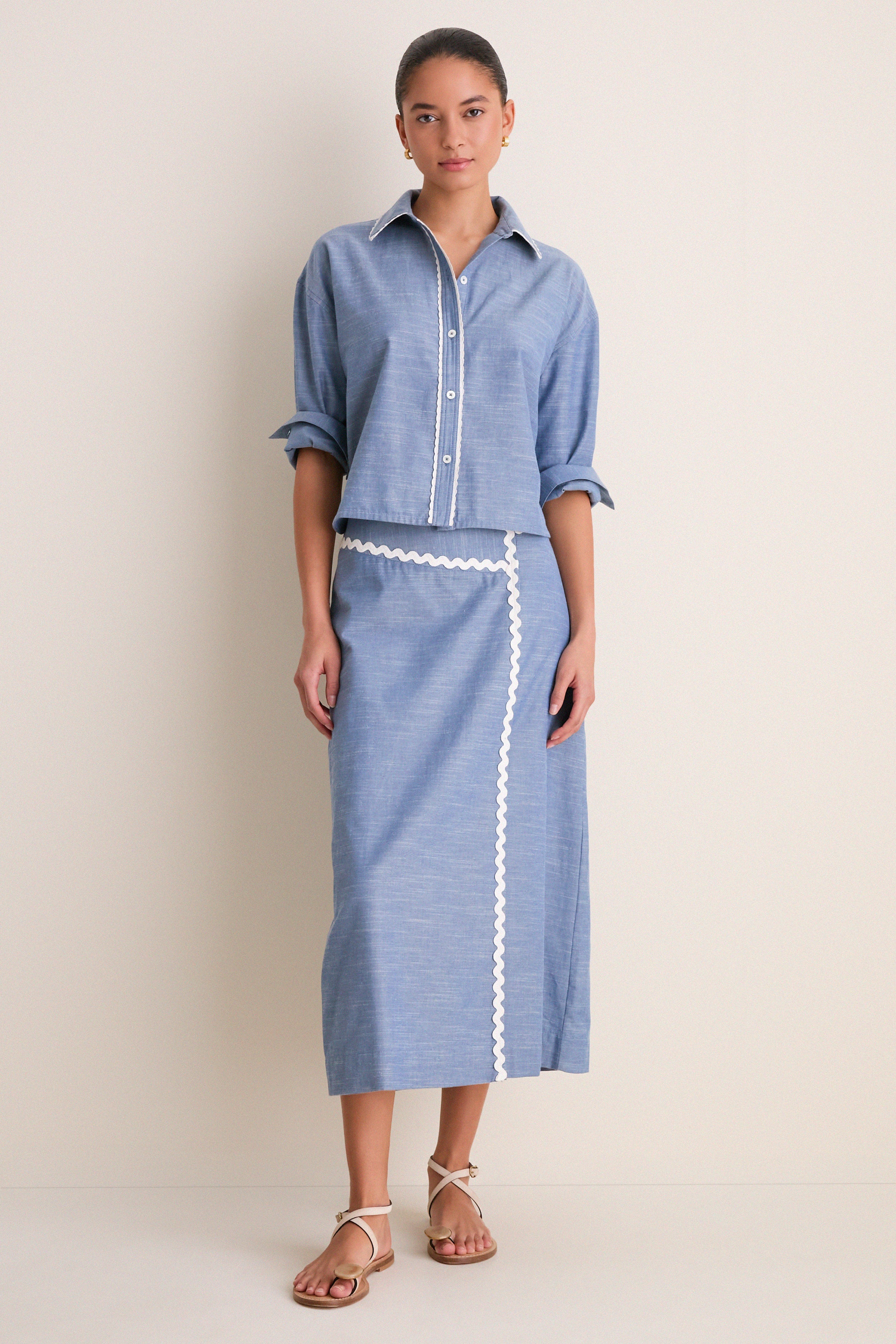 Chambray Ric Rac Marcy Maxi Skirt