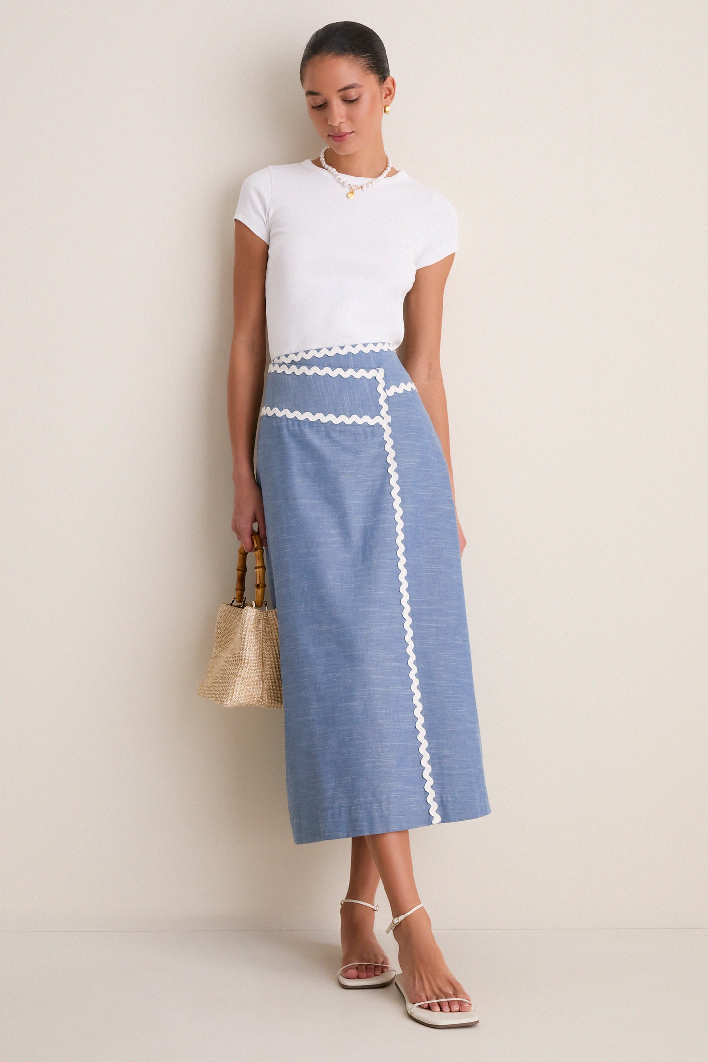 Chambray Ric Rac Marcy Maxi Skirt
