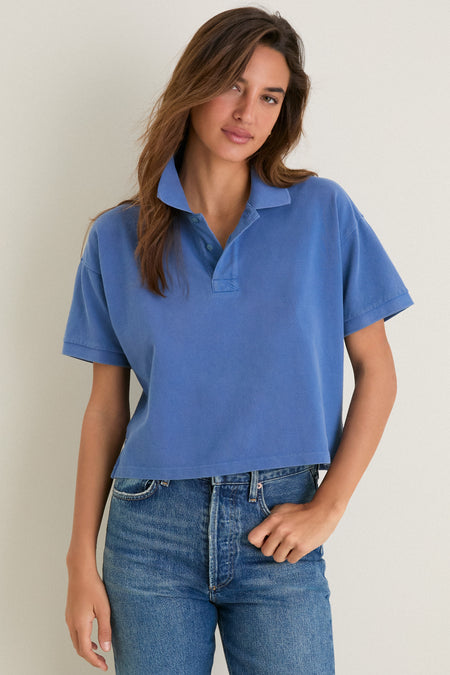 Washed Blue Pique Holmes Boyfriend Polo